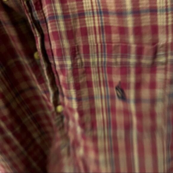 Nautica Size Large Mens Red Checkered Short Sleeve Button Down Shirt - Picture 4 of 6